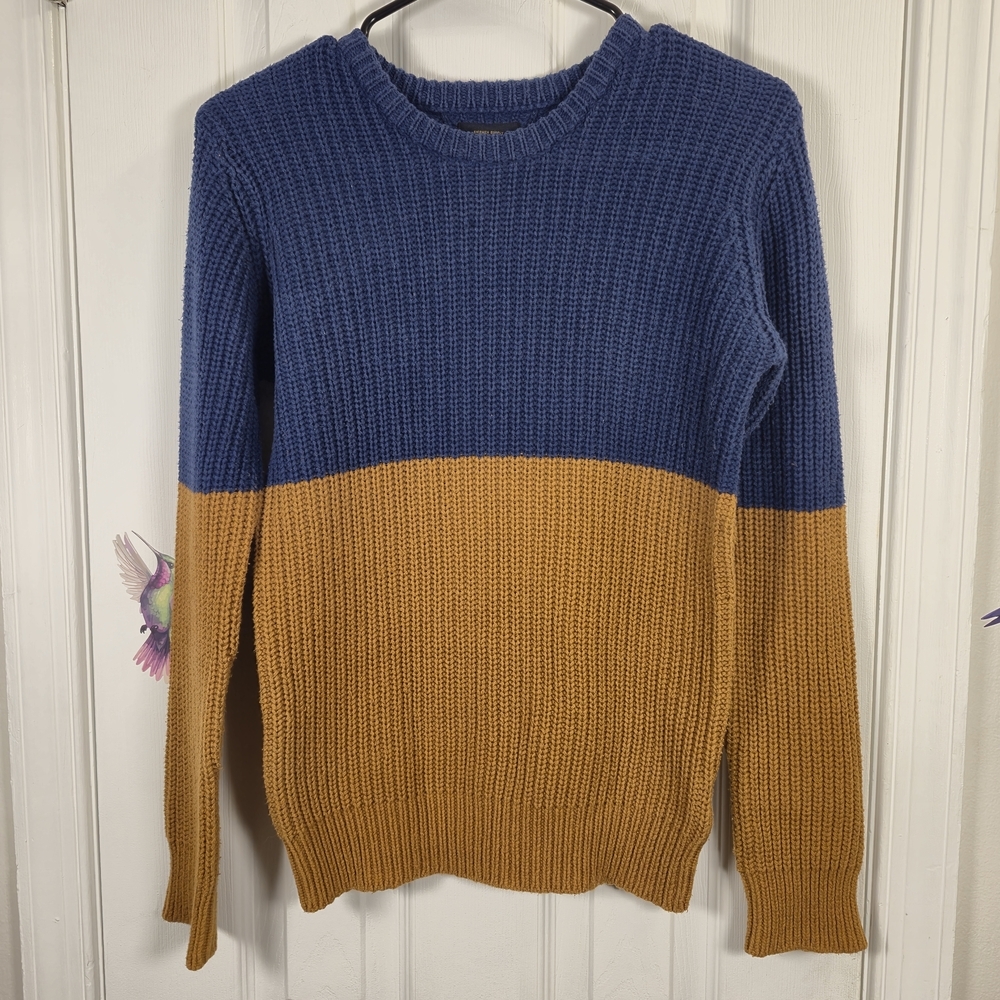 CPO Provisions Urban Outfitters Mens Fisherman Knit Colorblock Sweater Navy XS